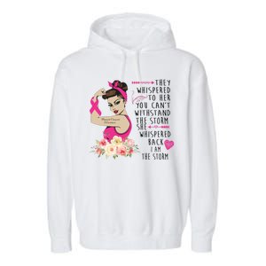 Fight Breast Cancer Quote Messy Bun Garment-Dyed Fleece Hoodie