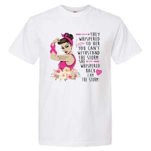 Fight Breast Cancer Quote Messy Bun Garment-Dyed Heavyweight T-Shirt