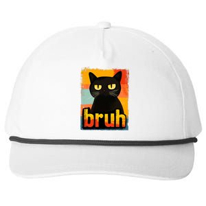 Funny Black Cat Bruh Meme Snapback Five-Panel Rope Hat