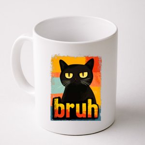 Funny Black Cat Bruh Meme Coffee Mug