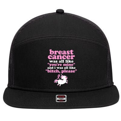 Funny Breast Cancer Survivor Bitch Please Unicorn 7 Panel Mesh Trucker Snapback Hat