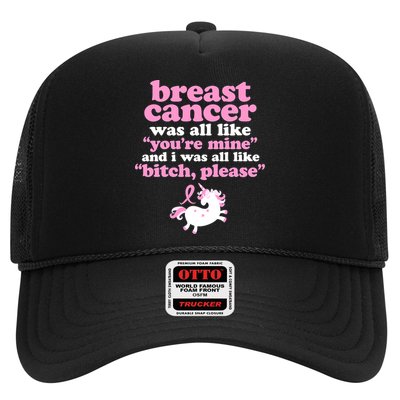 Funny Breast Cancer Survivor Bitch Please Unicorn Trucker Hat