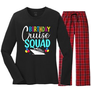 Funny Birthday Cruise Squad Cruising Ship Vacation Party Women's Long Sleeve Flannel Pajama Set 