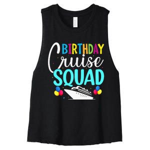 Funny Birthday Cruise Squad Cruising Ship Vacation Party Women's Racerback Cropped Tank