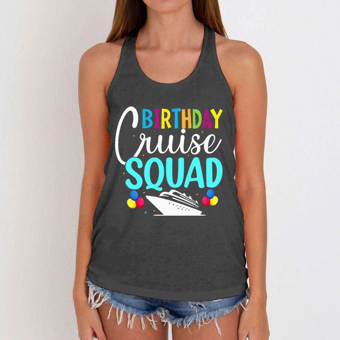 Funny Birthday Cruise Squad Cruising Ship Vacation Party Women's Knotted Racerback Tank