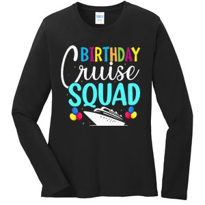 Funny Birthday Cruise Squad Cruising Ship Vacation Party Ladies Long Sleeve Shirt