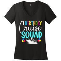 Funny Birthday Cruise Squad Cruising Ship Vacation Party Women's V-Neck T-Shirt