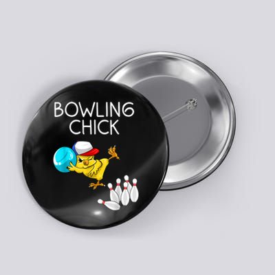 Funny Bowling Cute Bowling Chick Sports Athlete Button