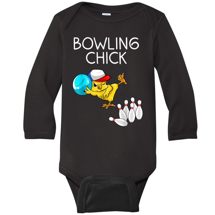 Funny Bowling Cute Bowling Chick Sports Athlete Baby Long Sleeve Bodysuit