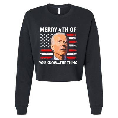 Funny Biden Confused Merry Happy 4th Of You Know Cropped Pullover Crew