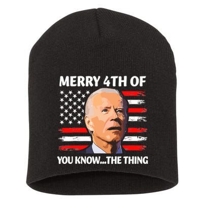 Funny Biden Confused Merry Happy 4th Of You Know Short Acrylic Beanie