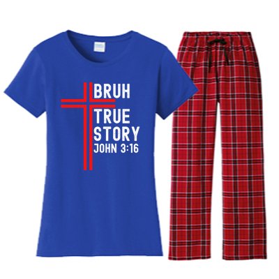 Funny Bruh Christian Jesus Witness Scripture Gift Women's Flannel Pajama Set