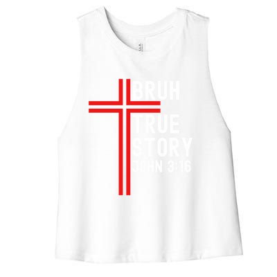 Funny Bruh Christian Jesus Witness Scripture Gift Women's Racerback Cropped Tank