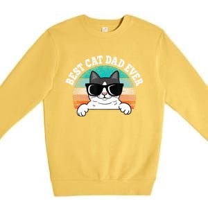 Funny Best Cat Dad Ever Gift Premium Crewneck Sweatshirt