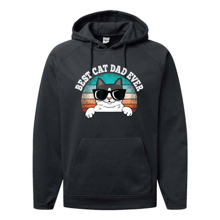 Funny Best Cat Dad Ever Gift Performance Fleece Hoodie