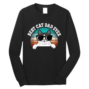 Funny Best Cat Dad Ever Gift Long Sleeve Shirt