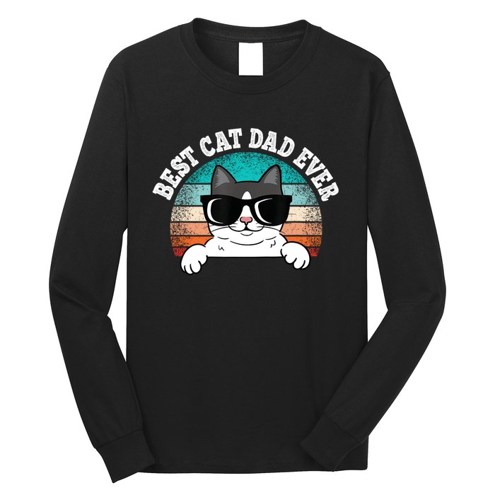 Funny Best Cat Dad Ever Gift Long Sleeve Shirt