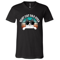 Funny Best Cat Dad Ever Gift V-Neck T-Shirt