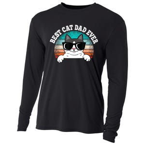 Funny Best Cat Dad Ever Gift Cooling Performance Long Sleeve Crew