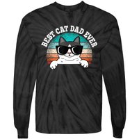 Funny Best Cat Dad Ever Gift Tie-Dye Long Sleeve Shirt