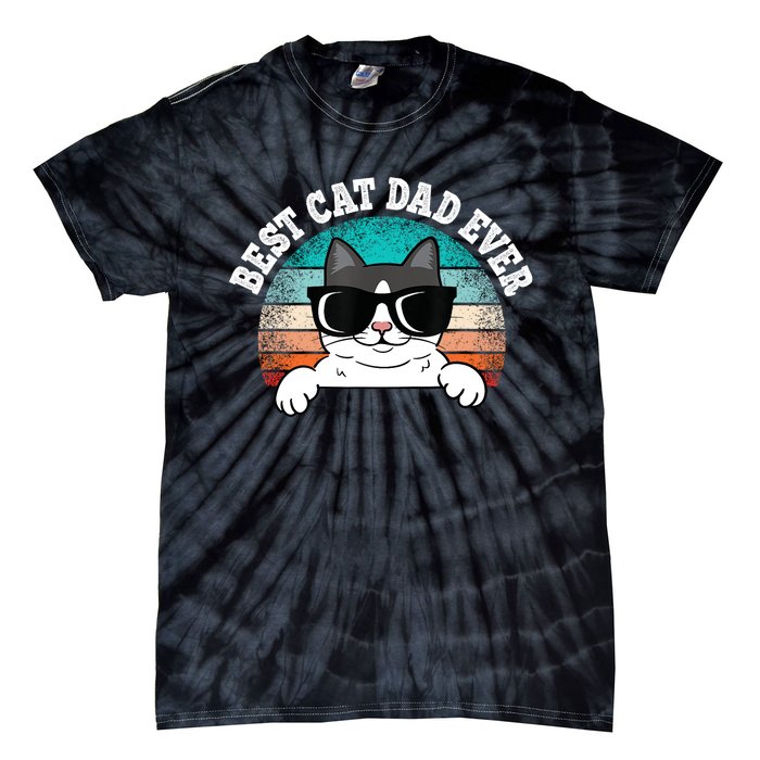 Funny Best Cat Dad Ever Gift Tie-Dye T-Shirt