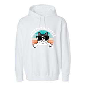 Funny Best Cat Dad Ever Gift Garment-Dyed Fleece Hoodie