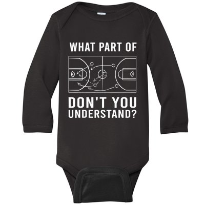 Funny Basketball Coach Gift For Men Women Tactic Diagram Board Gift Baby Long Sleeve Bodysuit