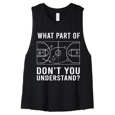 Funny Basketball Coach Gift For Men Women Tactic Diagram Board Gift Women's Racerback Cropped Tank