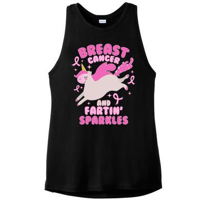 Funny Breast Cancer And Fartin' Sparkles Unicorn Ladies PosiCharge Tri-Blend Wicking Tank