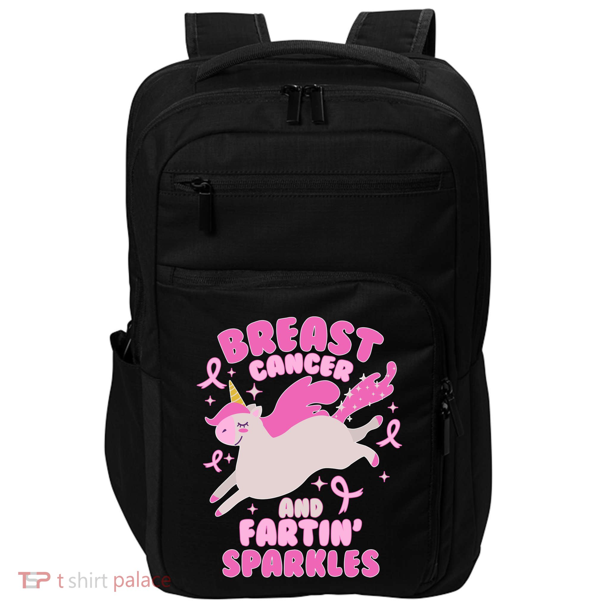 Funny Breast Cancer And Fartin' Sparkles Unicorn Impact Tech Backpack
