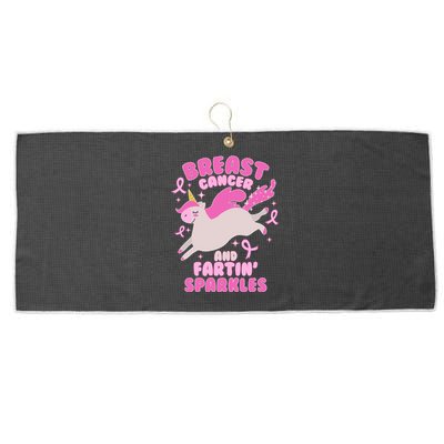 Funny Breast Cancer And Fartin' Sparkles Unicorn Large Microfiber Waffle Golf Towel