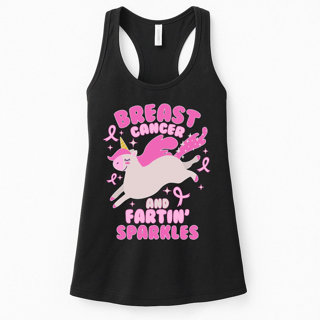 Funny Breast Cancer And Fartin' Sparkles Unicorn Womens Tank Top