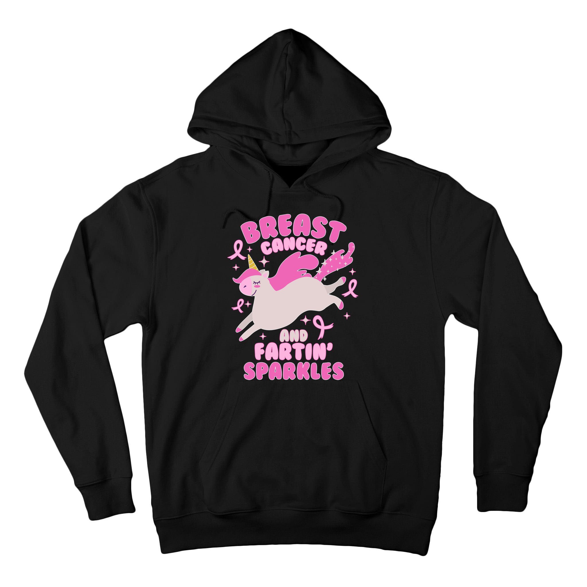 Funny Breast Cancer And Fartin' Sparkles Unicorn Tall Hoodie