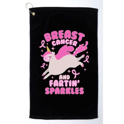 Funny Breast Cancer And Fartin' Sparkles Unicorn Platinum Collection Golf Towel