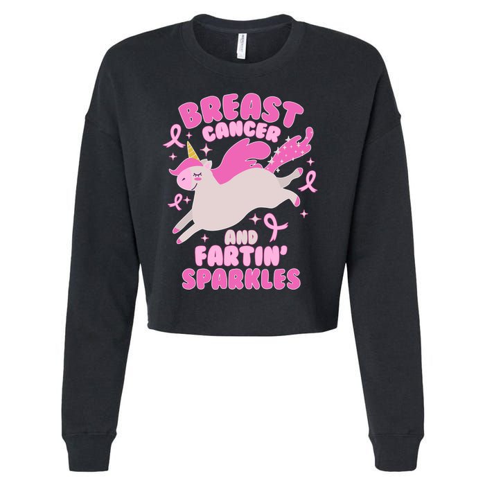 Funny Breast Cancer And Fartin' Sparkles Unicorn Cropped Pullover Crew