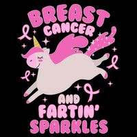 Funny Breast Cancer And Fartin' Sparkles Unicorn Cropped Pullover Crew