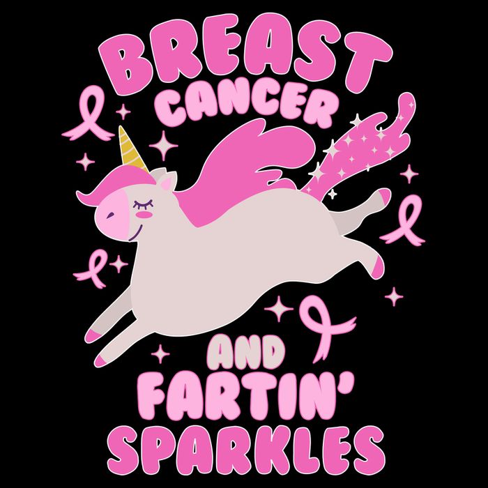Funny Breast Cancer And Fartin' Sparkles Unicorn Cropped Pullover Crew