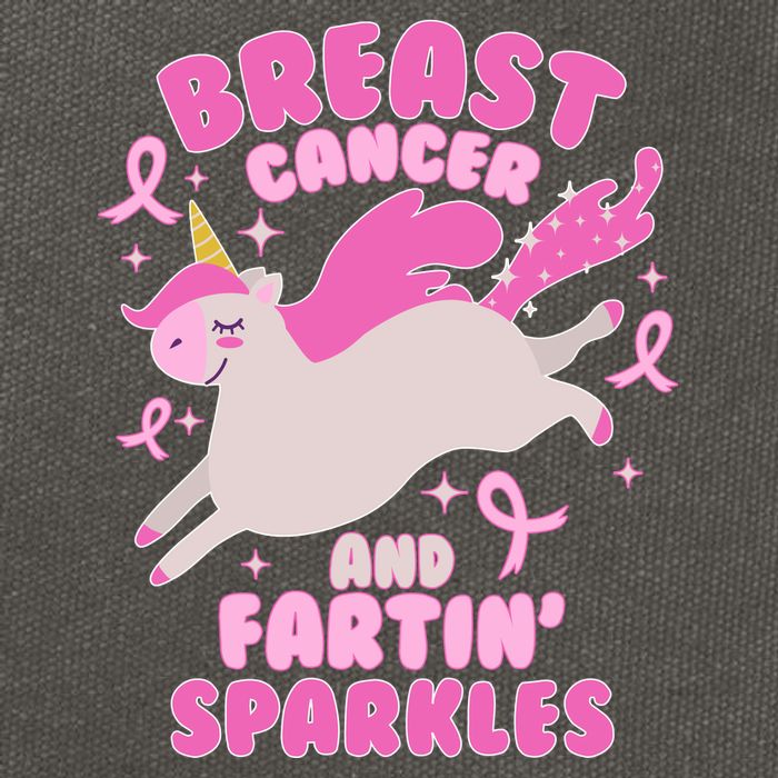 Funny Breast Cancer And Fartin' Sparkles Unicorn Cotton Canvas Backpack