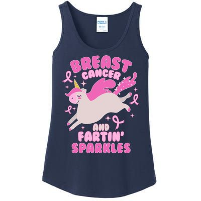 Funny Breast Cancer And Fartin' Sparkles Unicorn Ladies Essential Tank