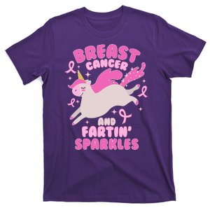 Funny Breast Cancer And Fartin' Sparkles Unicorn T-Shirt