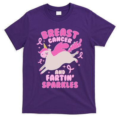 Funny Breast Cancer And Fartin' Sparkles Unicorn T-Shirt