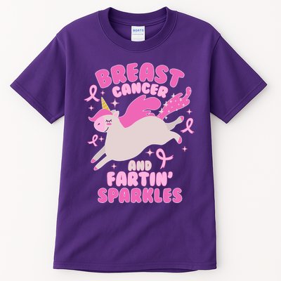 Funny Breast Cancer And Fartin' Sparkles Unicorn Tall T-Shirt