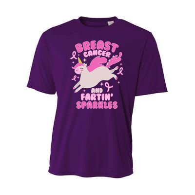 Funny Breast Cancer And Fartin' Sparkles Unicorn Youth Performance Sprint T-Shirt