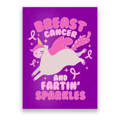 Funny Breast Cancer And Fartin' Sparkles Unicorn Poster