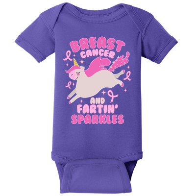 Funny Breast Cancer And Fartin' Sparkles Unicorn Baby Bodysuit