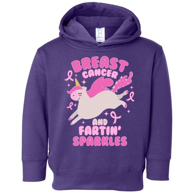 Funny Breast Cancer And Fartin' Sparkles Unicorn Toddler Hoodie
