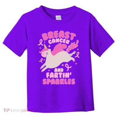 Funny Breast Cancer And Fartin' Sparkles Unicorn Toddler T-Shirt