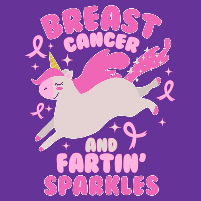 Funny Breast Cancer And Fartin' Sparkles Unicorn Short Acrylic Beanie