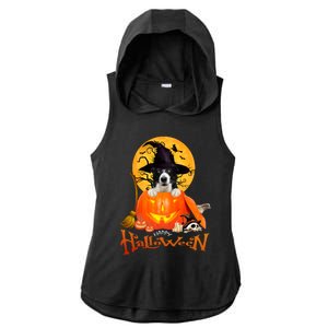 Funny Border Collie Dog Spooky Halloween Ladies PosiCharge Tri-Blend Wicking Draft Hoodie Tank