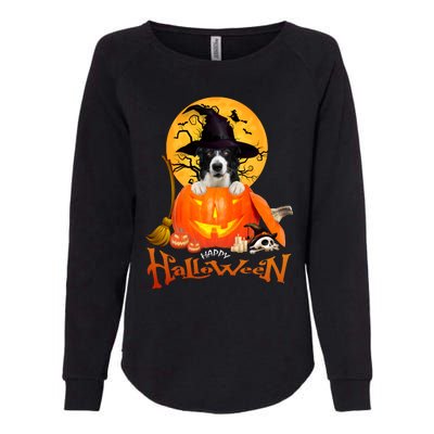 Funny Border Collie Dog Spooky Halloween Womens California Wash Sweatshirt